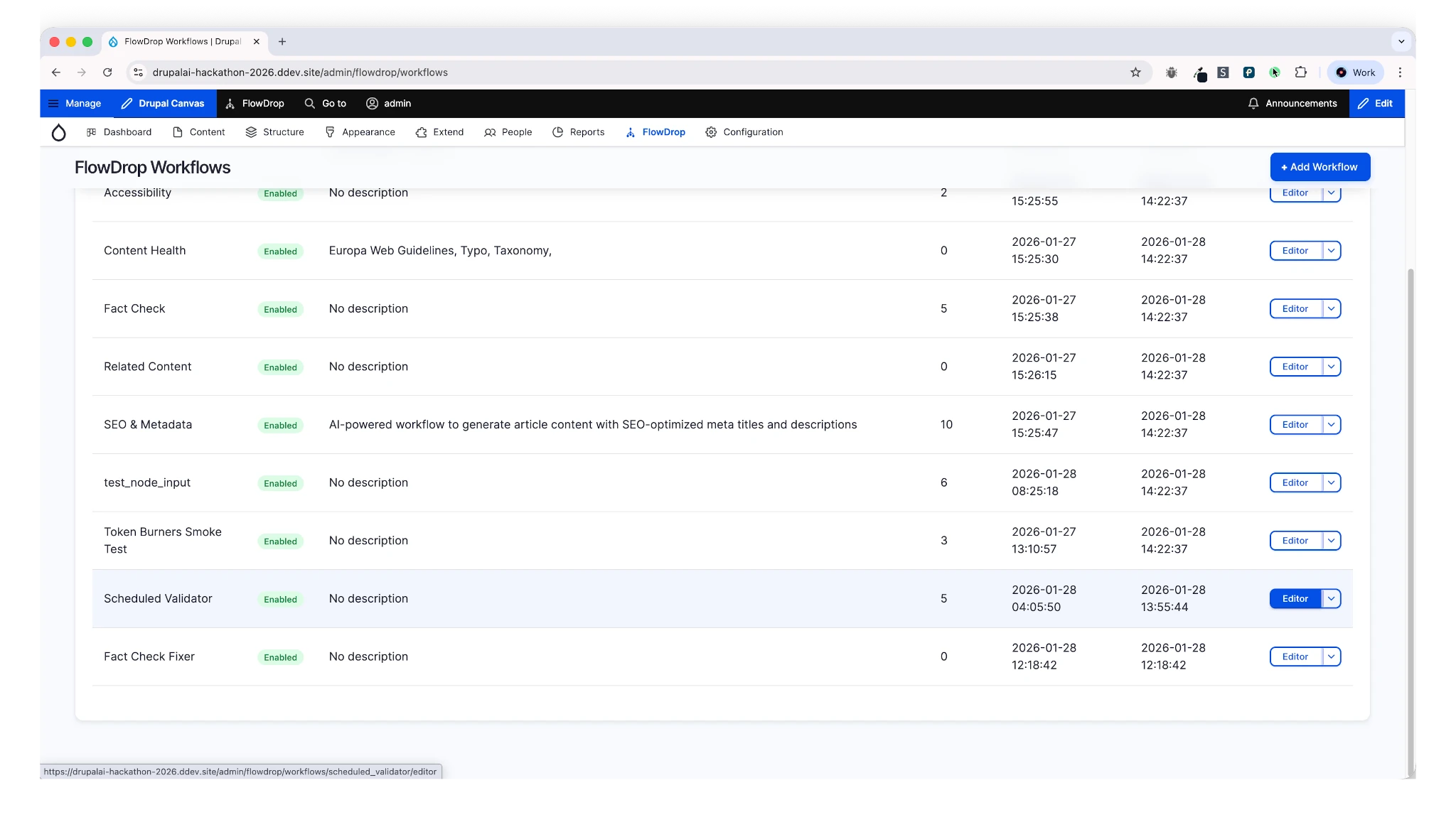 Scheduled validator workflow diagram