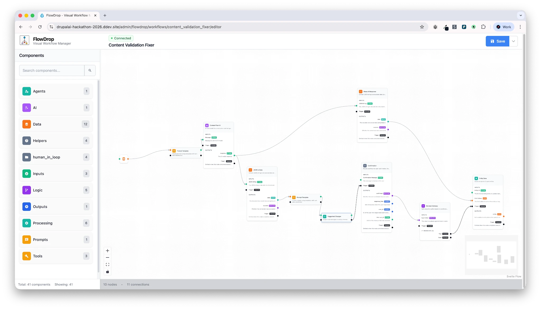 Complete validation workflow with human approval step